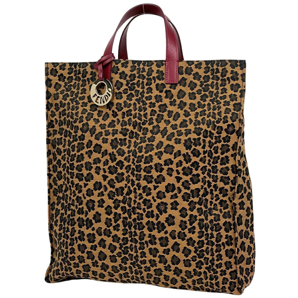 Fendi Leopard Tote Bag Zucca Canvas Brown